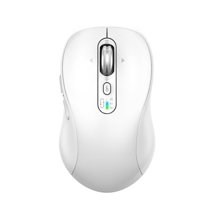 Wireless Bluetooth Mouse Rechargeable,Multi Device Ergo Computer Mouses,4-Way Super Scrolling,± 3200 DPI,10 Buttons,Plug&Play,Quiet,USB Cordless Mice for Laptop,Tablet,Mac,iPad,PC,Phone (White)