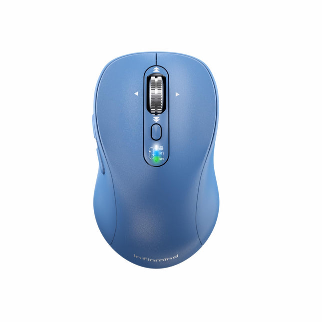 Wireless Bluetooth Mouse Rechargeable,Multi Device Ergo Computer Mouses,4-Way Super Scrolling,± 3200 DPI,10 Buttons,Plug&Play,Quiet,USB Cordless Mice for Laptop,Tablet,Mac,iPad,PC,Phone (Blue)