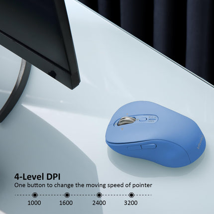 Wireless Bluetooth Mouse Rechargeable,Multi Device Ergo Computer Mouses,4-Way Super Scrolling,± 3200 DPI,10 Buttons,Plug&Play,Quiet,USB Cordless Mice for Laptop,Tablet,Mac,iPad,PC,Phone (Blue)