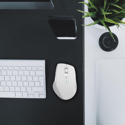 INFINMIND Wireless Bluetooth Mouse with Smart Flying Scroll, Thumb Scroll Ergonomic Mice, Silent Multi-Device Mouse for Computer, Laptop, iPad, Tablet, MacBook (White)