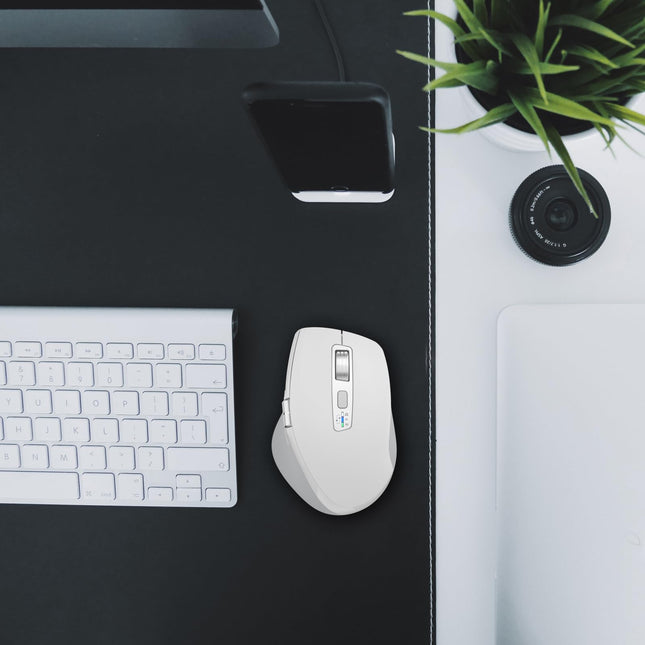 INFINMIND Wireless Bluetooth Mouse with Smart Flying Scroll, Thumb Scroll Ergonomic Mice, Silent Multi-Device Mouse for Computer, Laptop, iPad, Tablet, MacBook (White)