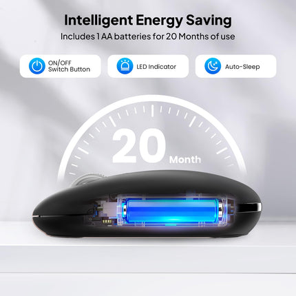 Wireless Bluetooth Mouse,USB+BT×2,Slim Pebble Multi Device Small Travel Mice,Metal 4 Way Super Scrolling,± 3000 DPI,8 Buttons,Quiet,Portable,Long Battery for Laptop,Computer,Tablet,Mac,iPad,PC,Phone