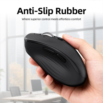 INFINMIND Wireless Keyboard Mouse Combo, 2.4GHz USB and Two Bluetooth, Multi-Functional, Support Multi-Devices, Full Size Ergonomic Design, Quiet Click for Computer, Laptop. (Black+Grey)