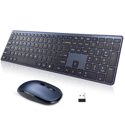 Wireless Keyboard and Mouse Combo,2.4G USB Ultra Slim Quiet Full Size Matte PC Computer Keyboard & Mice,3 DPI,19 Multimedia Key,Lag-Free Ergo,Long Battery Life for Desktop,Laptop,Smart TV,MAC,Windows