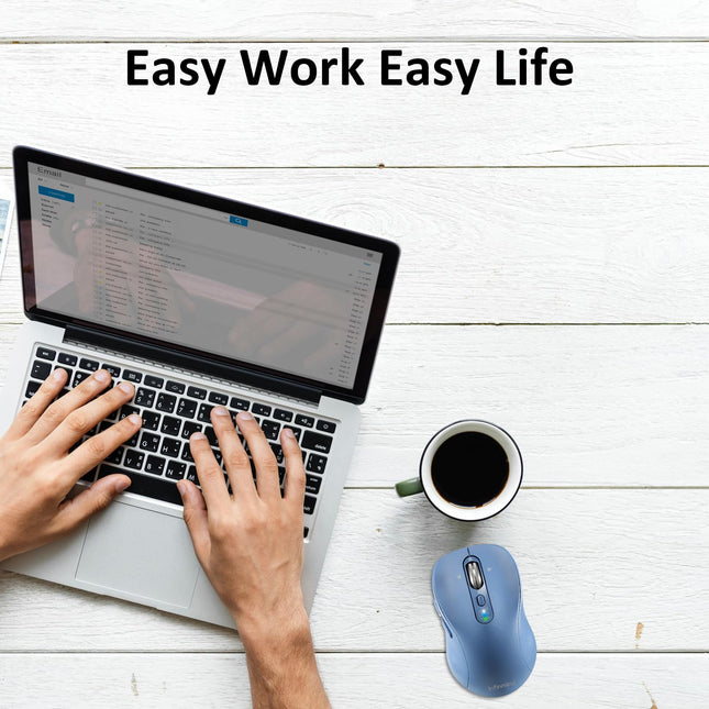 Wireless Bluetooth Mouse Rechargeable,Multi Device Ergo Computer Mouses,4-Way Super Scrolling,± 3200 DPI,10 Buttons,Plug&Play,Quiet,USB Cordless Mice for Laptop,Tablet,Mac,iPad,PC,Phone (Blue)