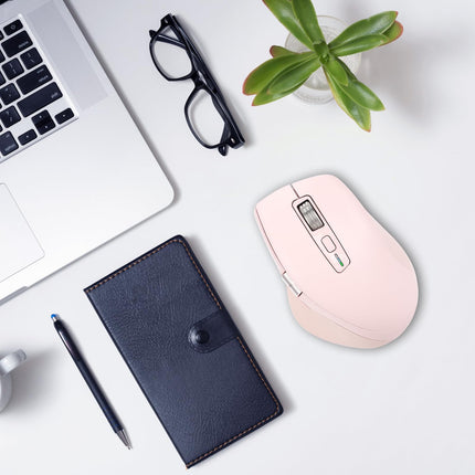 INFINMIND Wireless Bluetooth Side Scroll Mouse with Multi-Device, Ergonomic Computer Mice with Smart Flying Scroll, Quiet Click for Computer, Laptop, iPad, Tablet, MacBook (Pink)