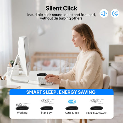 Wireless Bluetooth Mouse,USB+BT×2,Slim Pebble Multi Device Small Travel Mice,Metal 4 Way Super Scrolling,± 3000 DPI,8 Buttons,Quiet,Portable,Long Battery for Laptop,Computer,Tablet,Mac,iPad,PC,Phone