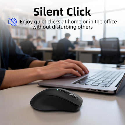 INFINMIND Wireless Bluetooth Silent Mouse, Equipped 2.4G USB and Two Bluetooth, Multi Device Programmable Mouse, 4 Way Navigation Wheel, for Computer, Laptop, MacBook, Tablet, iPad. (Black)