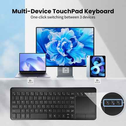 INFINMIND Wireless Bluetooth TouchPad Keyboard with Multi-Device Keyboard for Windows,Laptop,Tablet,Windows,Android,Chrome OS