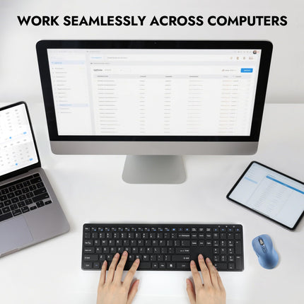 Wireless Bluetooth Mouse Rechargeable,Multi Device Ergo Computer Mouses,4-Way Super Scrolling,± 3200 DPI,10 Buttons,Plug&Play,Quiet,USB Cordless Mice for Laptop,Tablet,Mac,iPad,PC,Phone (Blue)
